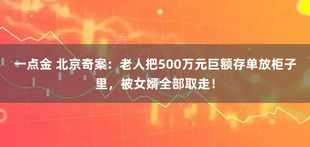一点金 北京奇案：老人把500万元巨额存单放柜子里，被女婿全部取走！
